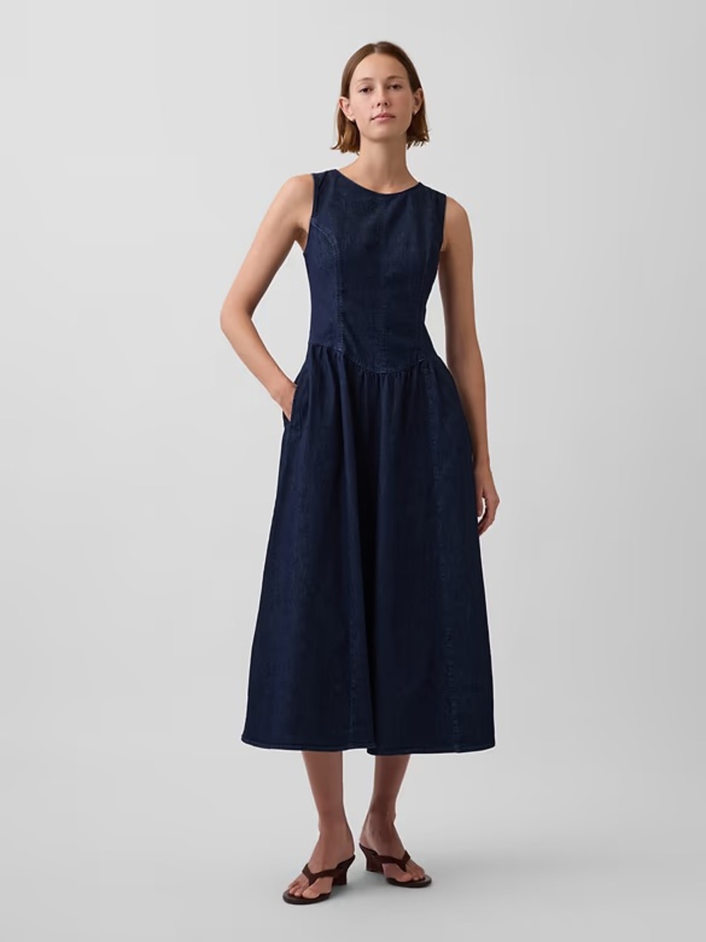 Gap Denim Drop-Waist Midi Dress